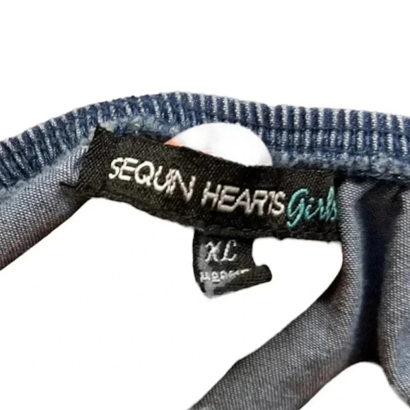 SEQUAN HEARTS Chambray Tiered Crop Leg Jumpsuit size XL - Picture 4 of 5